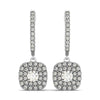 14k White Gold Double Halo Cushion Outer Shaped Diamond Earrings (3/4 cttw)